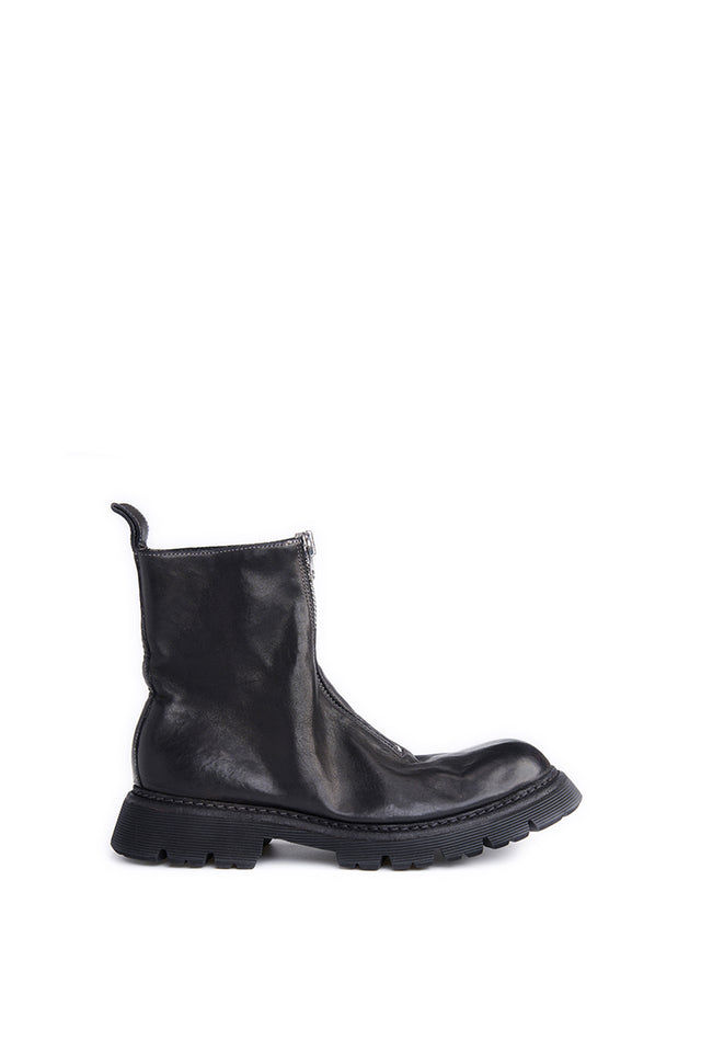 Front Zipper Boot Black