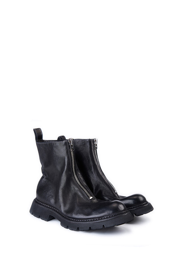 Front Zipper Boot Black