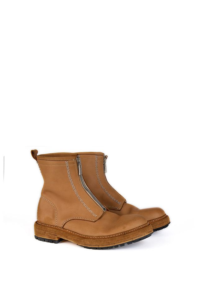 High Front Zip Boot Light Brown