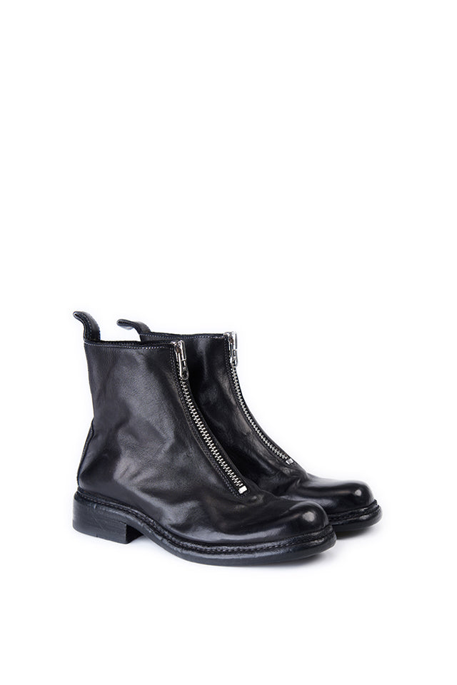 Women Front Zipper Boot Black